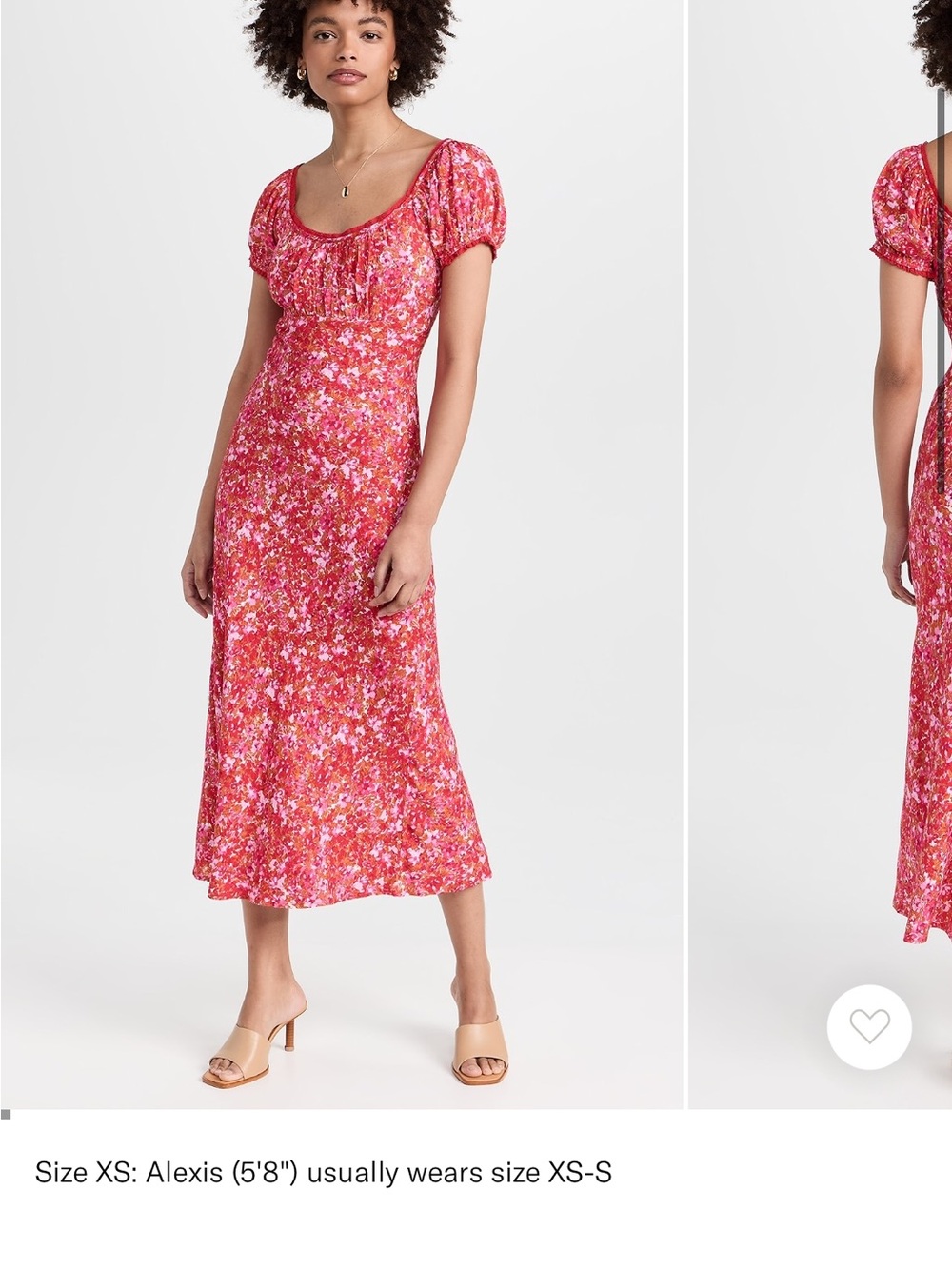 Lost + Wander Red Pink Floral Midi Dress